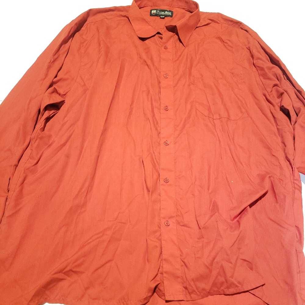 Men's red Fortino Landi long sleeve button down dress shirt. Size 20-201/2 36-37